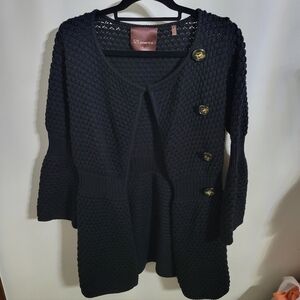 525 America Black Long Knit Cardigan, Size M